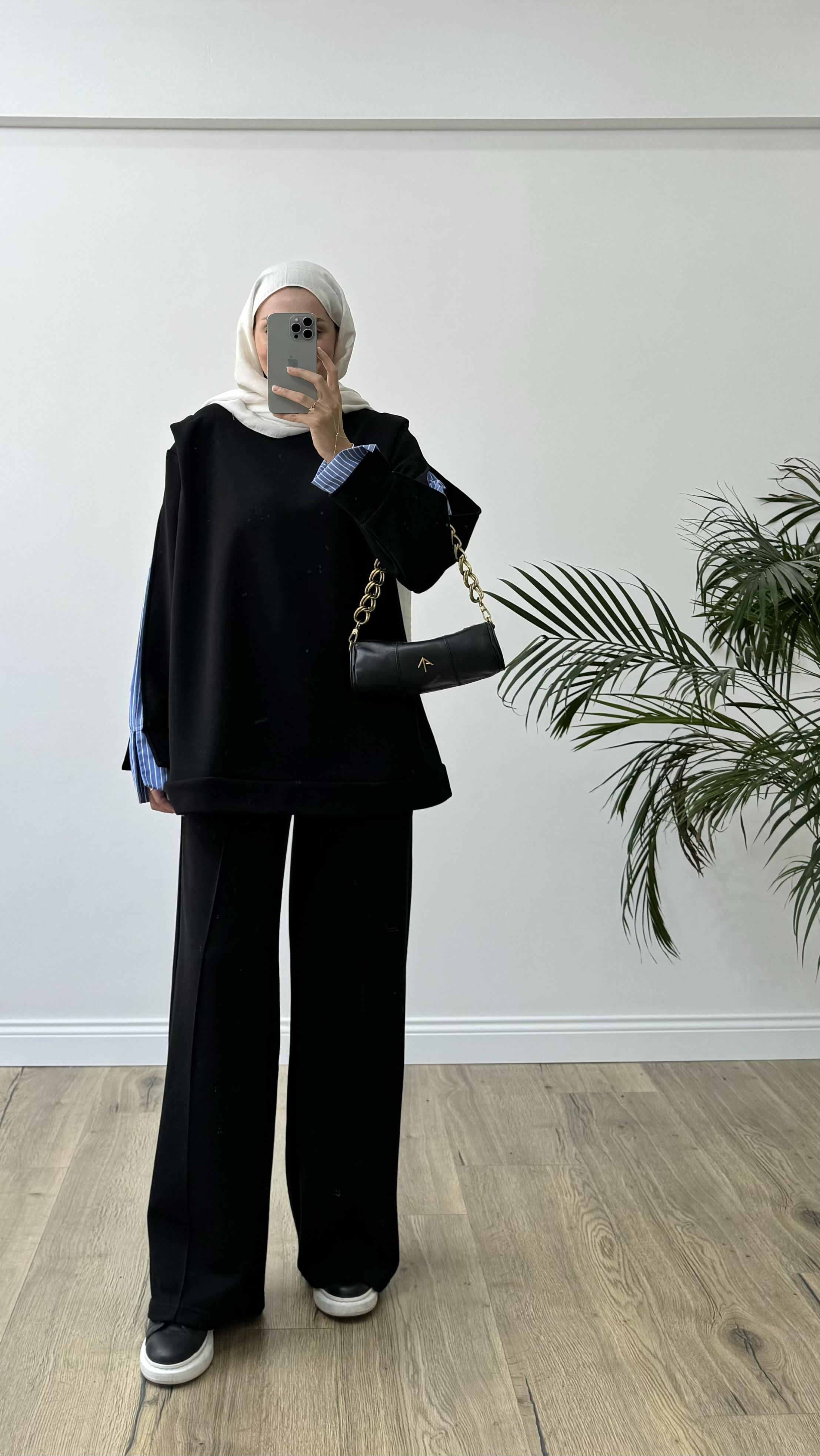 Sovera Palazzo Pantolon Siyah