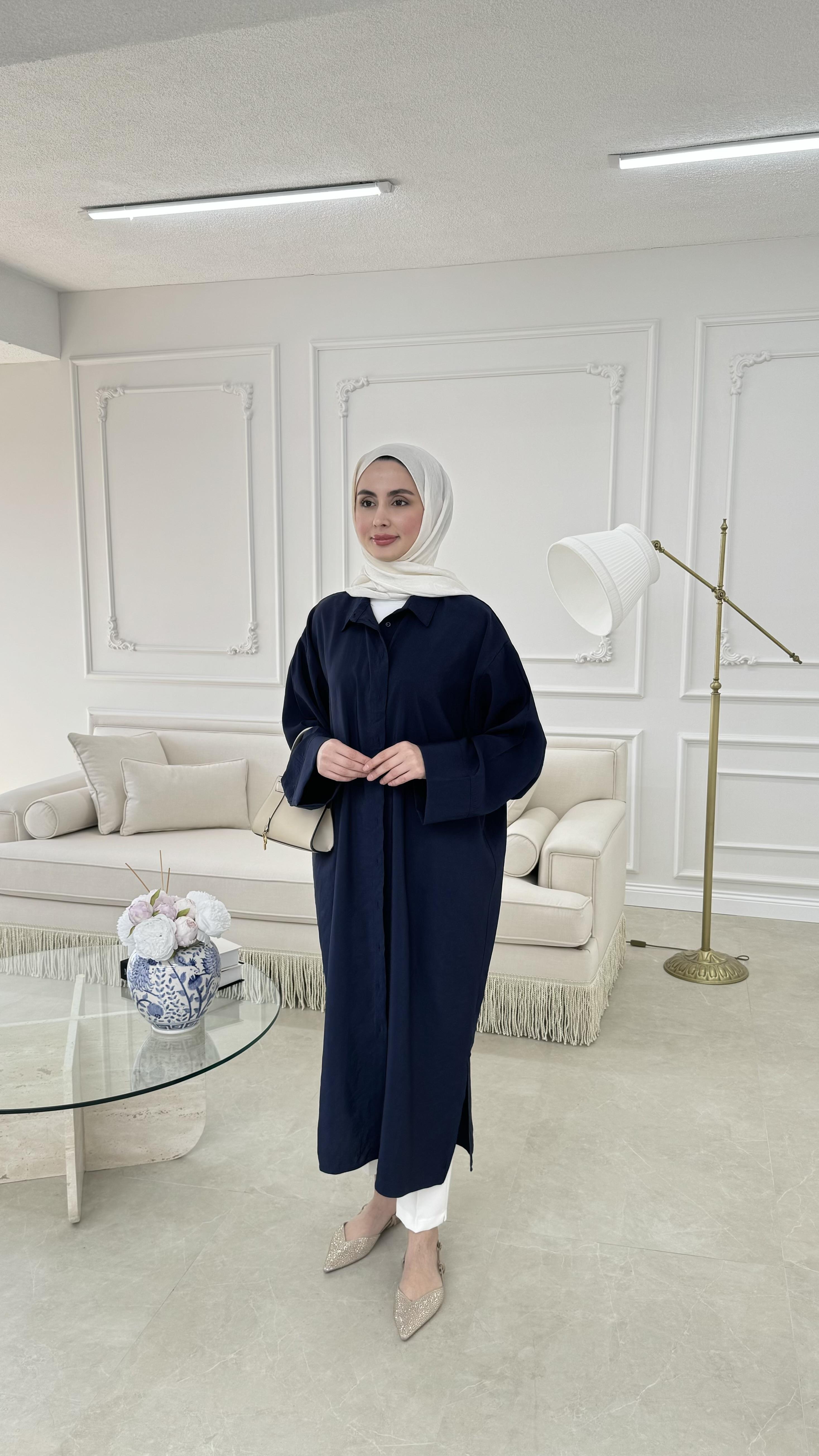 Tensel Uzun Gömlek Lacivert