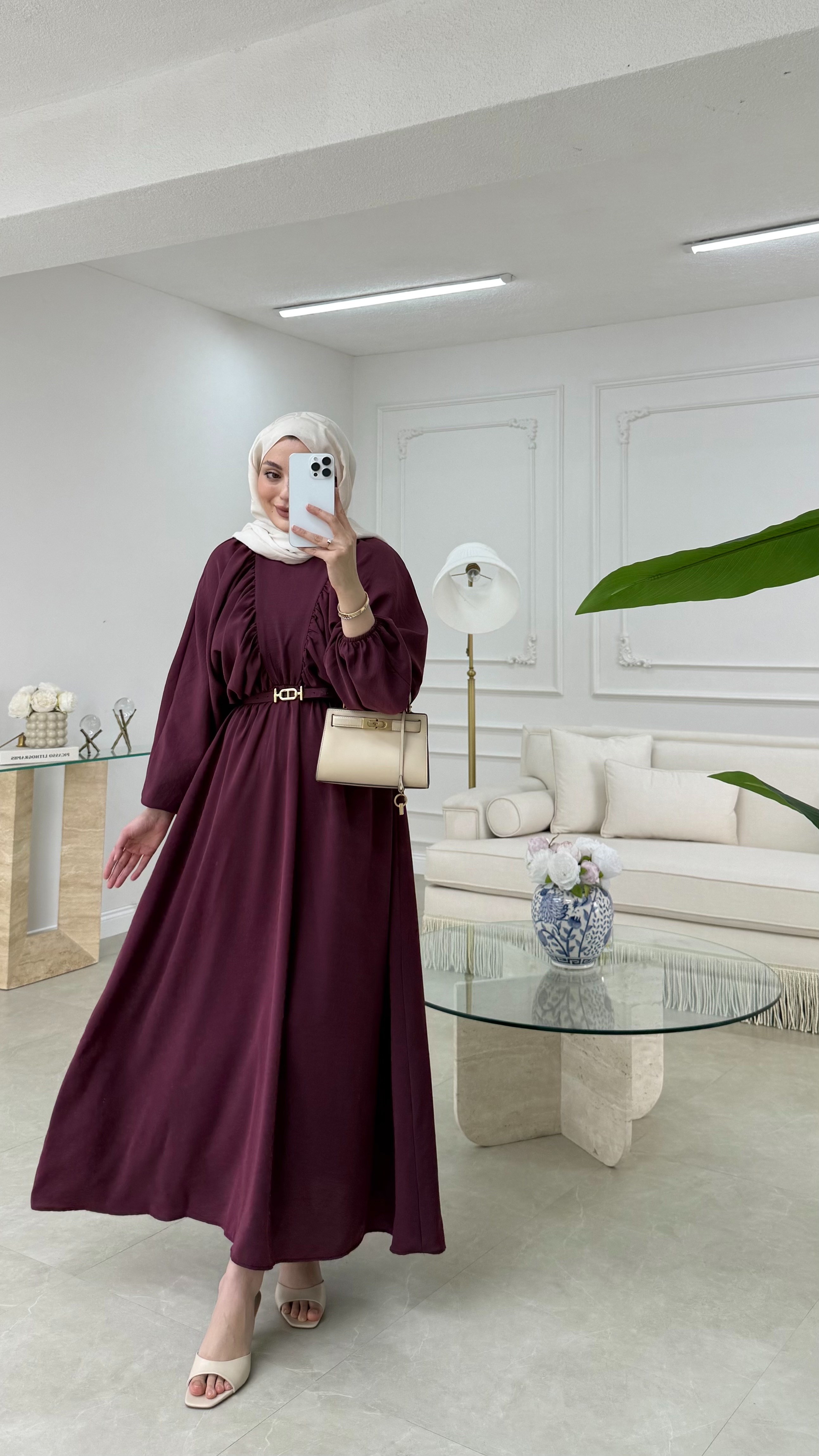 Volanlı Elbise Mürdüm
