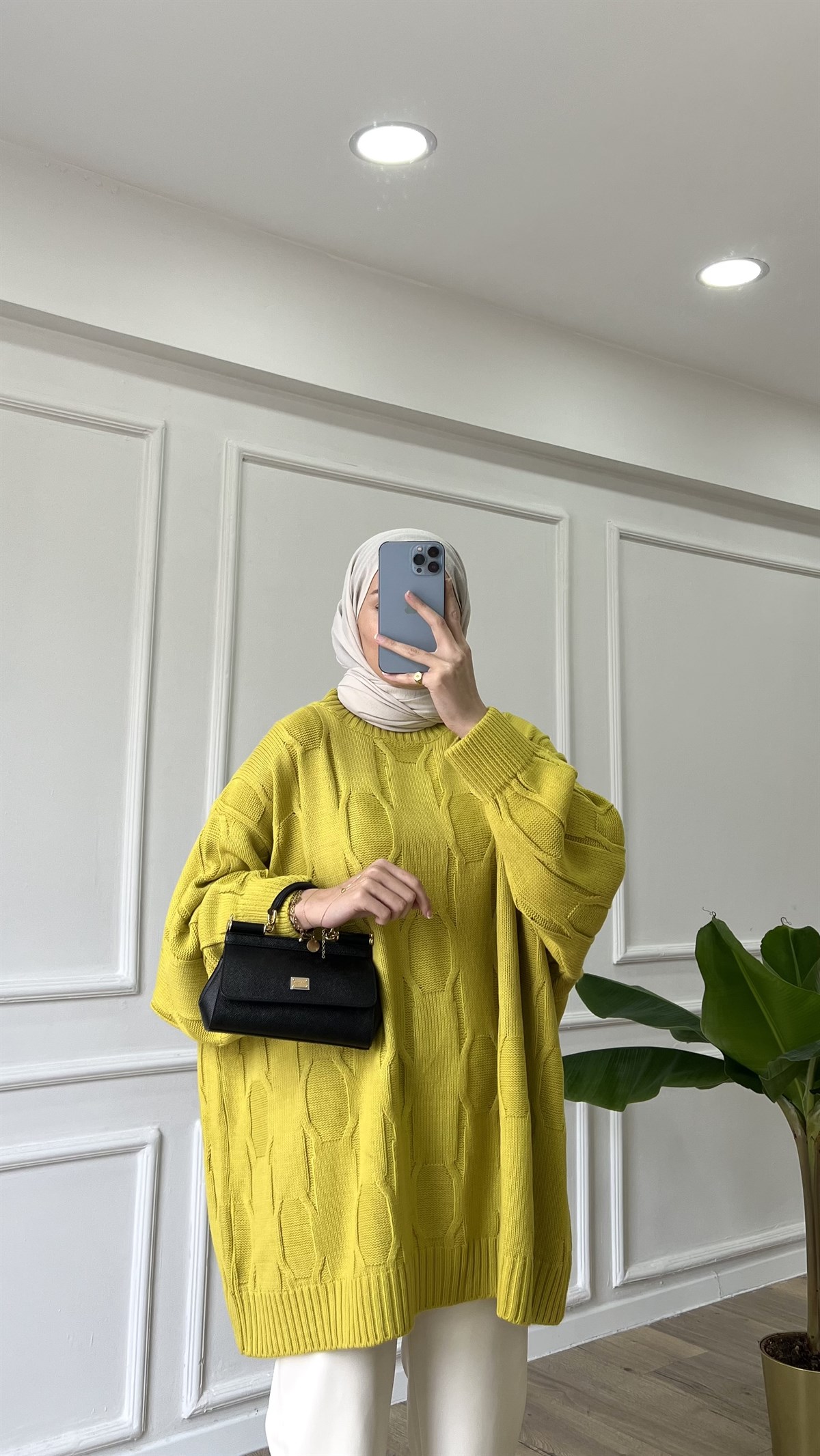 Yağ Yeşili - Oversize Triko