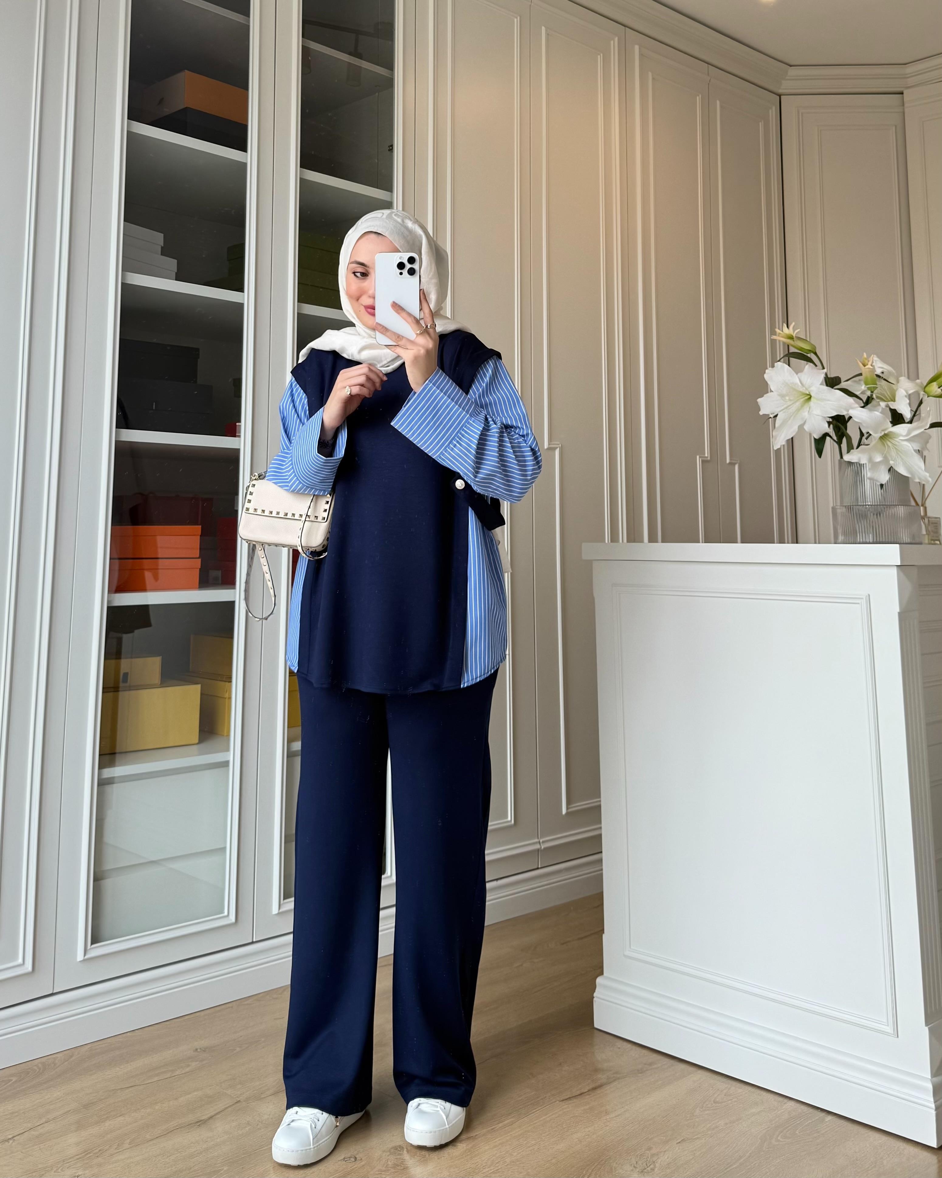 Yandan Düğmeli Oysh Takım Lacivert