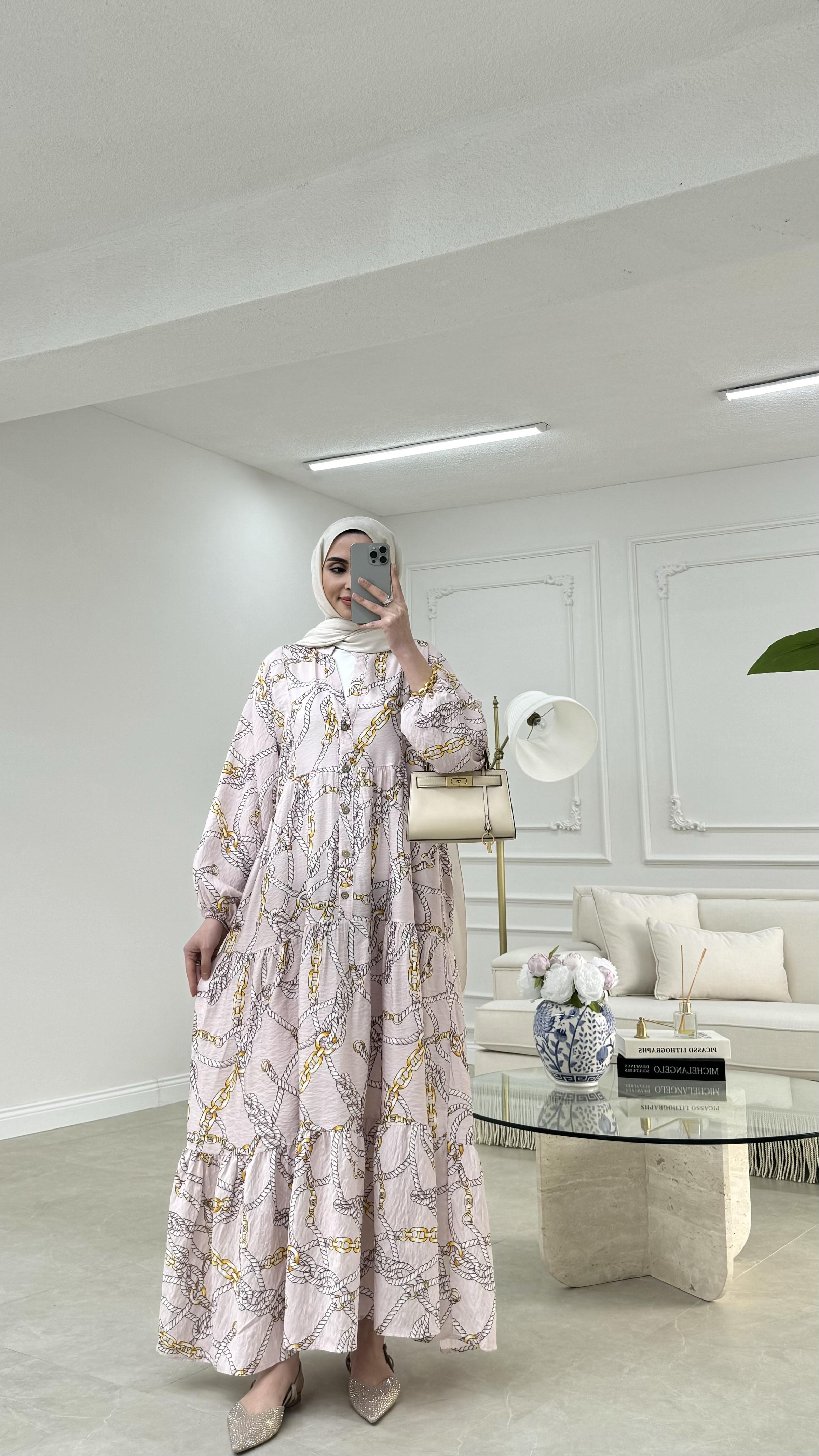 Zincir Desenli Elbise 