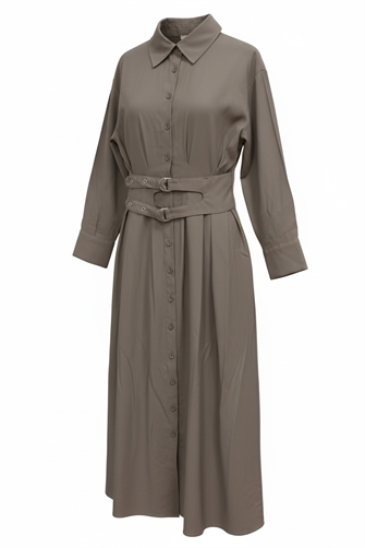  Elara Çift Kemerli Tencel Elbise-Vizon