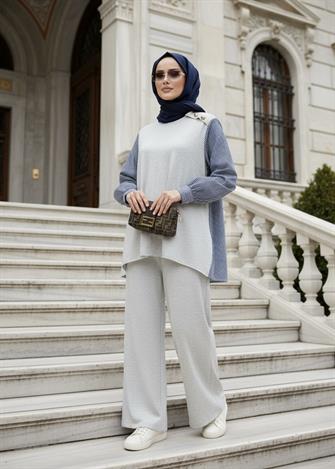 Maribel  İkili Takım – Çizgili Gömlek Detaylı Grimenaj