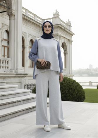 Maribel  İkili Takım – Çizgili Gömlek Detaylı Grimenaj