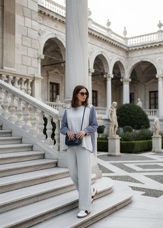 Merina İkili Takım – Çizgili Gömlek Detaylı Grimenaj