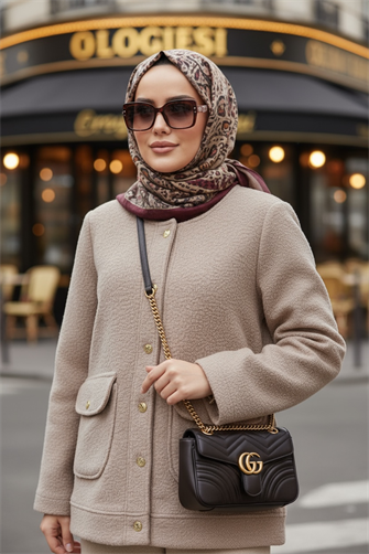 سترة كارديجان ناعمة من تيدي باللون البيج مع أزرار