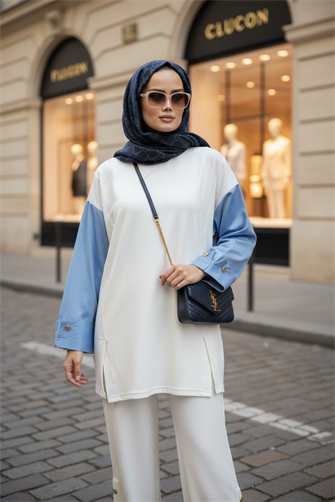 Melora Modal Kumaş Gömlek Detaylı İkili Takım – Ekru