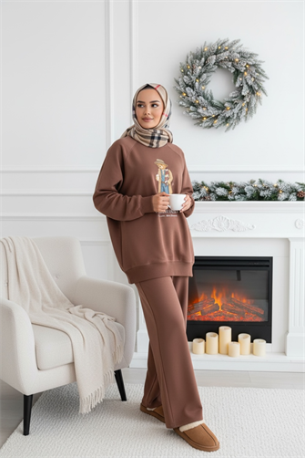 The Bear Society Özel Koleksiyon İkili Takım | Pamuklu Esnek Kumaş Siyah