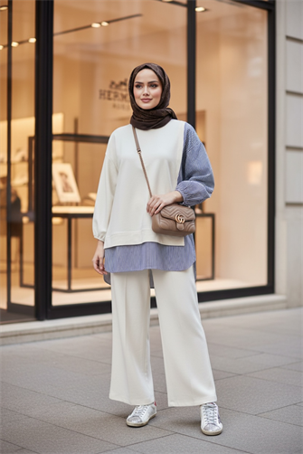 طقم قميص خطي طقم مزدوج أكرو