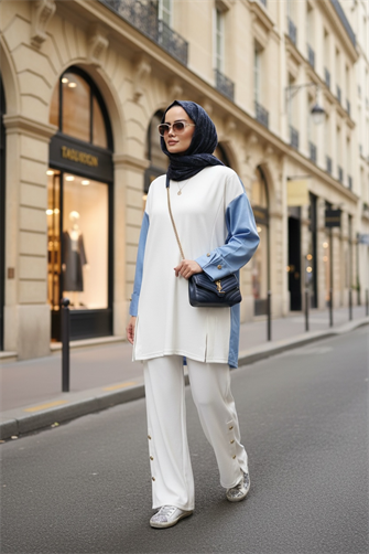 Melora Modal Kumaş Gömlek Detaylı İkili Takım – Ekru