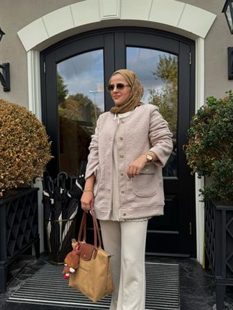 Teddy Ceket Hırka – Sonbahar/Kış Koleksiyonu Bej