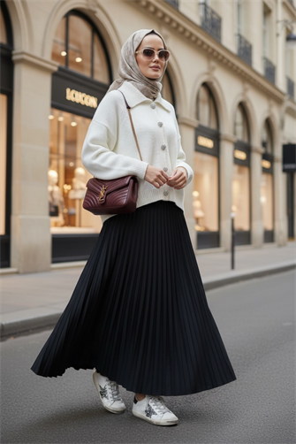 سترة صوفية منفوشة ممتازة بشريط بلون أكرو