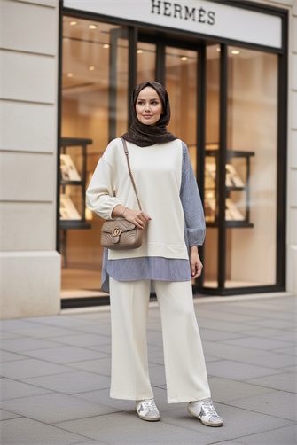 طقم قميص خطي طقم مزدوج أكرو