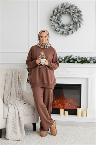 The Bear Society Özel Koleksiyon İkili Takım | Pamuklu Esnek Kumaş Siyah