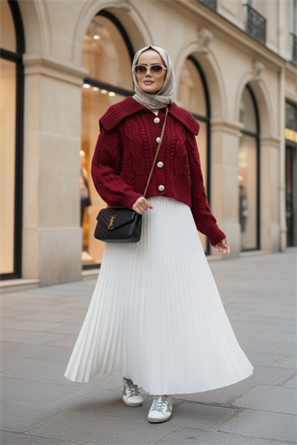 كارديغان محبوك بأزرار محبوك بأزرار مكتنزة كارديغان بورجوندي