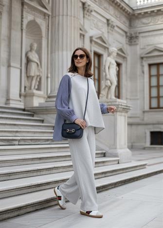 Merina İkili Takım – Çizgili Gömlek Detaylı Grimenaj