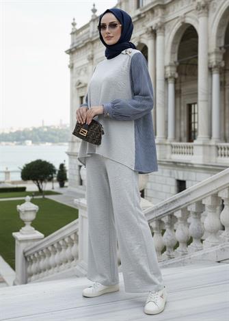 Maribel  İkili Takım – Çizgili Gömlek Detaylı Grimenaj