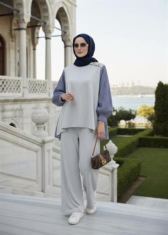 Maribel  İkili Takım – Çizgili Gömlek Detaylı Grimenaj