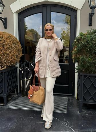 Teddy Ceket Hırka – Sonbahar/Kış Koleksiyonu Bej