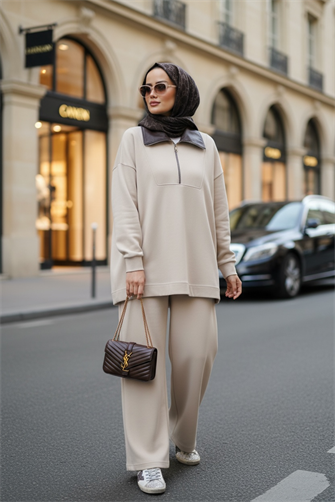 Oslo Comfort Set – Selanik Kumaş İkili Tesettür Takım Vanilya