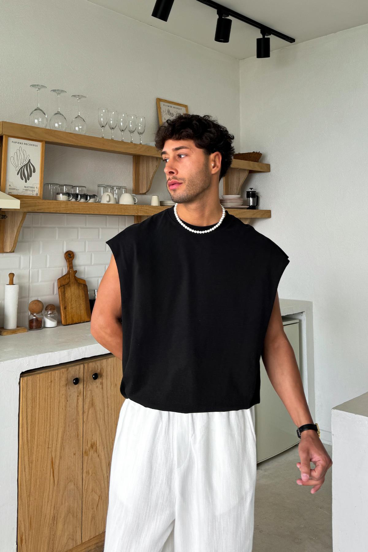 Siyah Basic Oversize Atlet