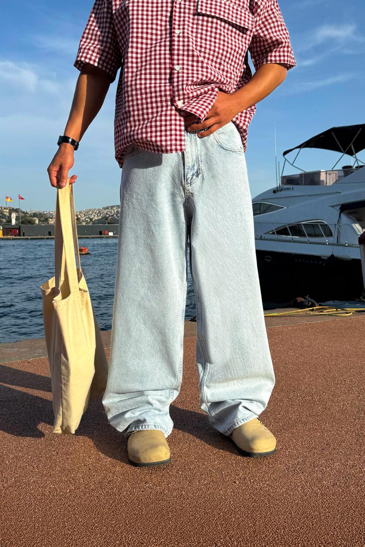 Basic Buz Mavi Baggy Jean