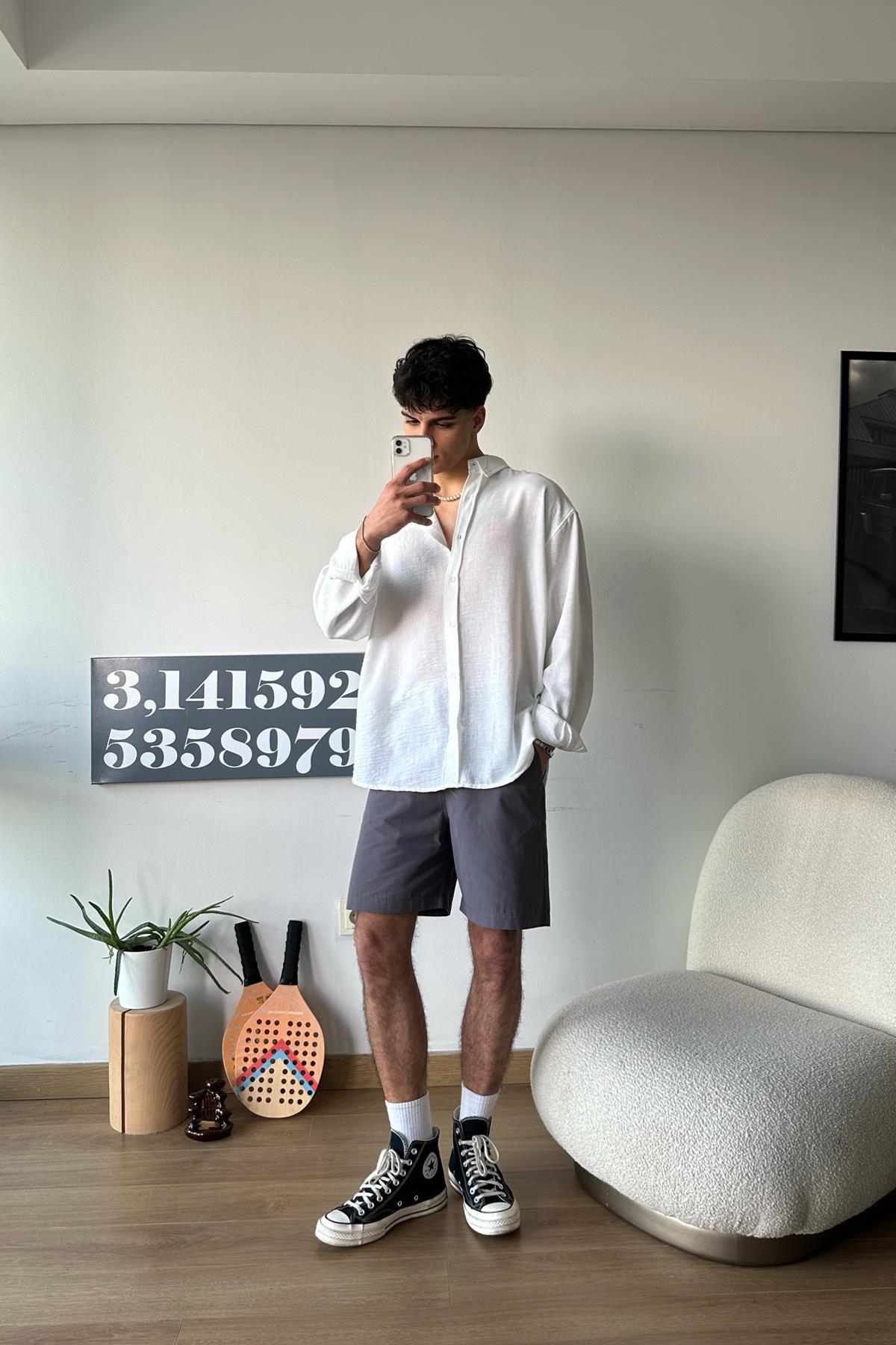 Chill Cozy Relax Fit Beyaz Gömlek