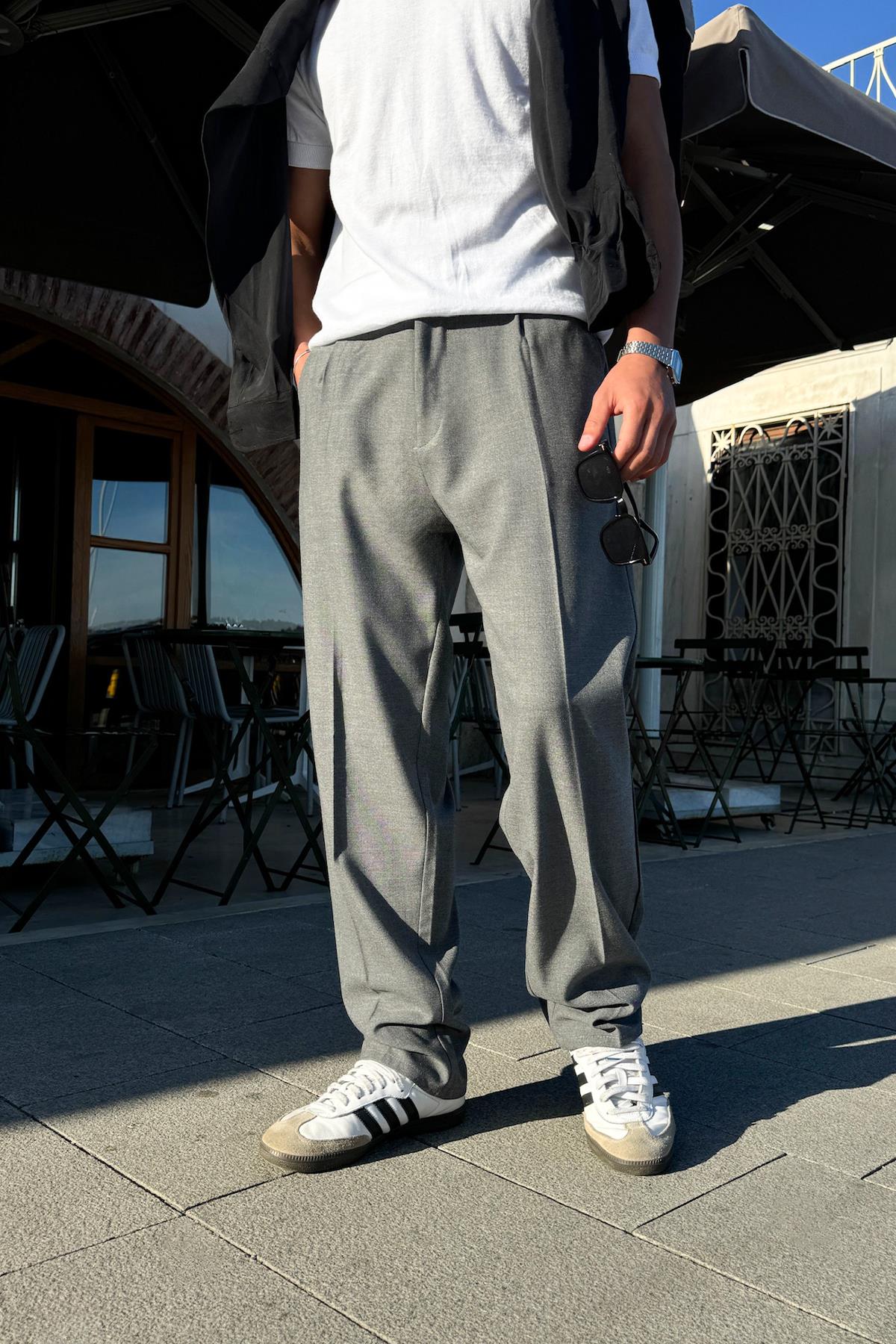 Relax Fit Basic Gri Kumaş Pantolon