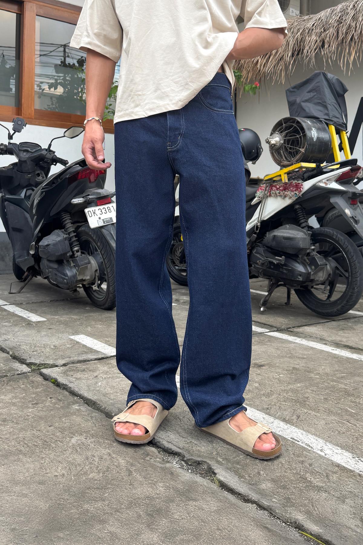 Basic Lacivert Baggy Jean