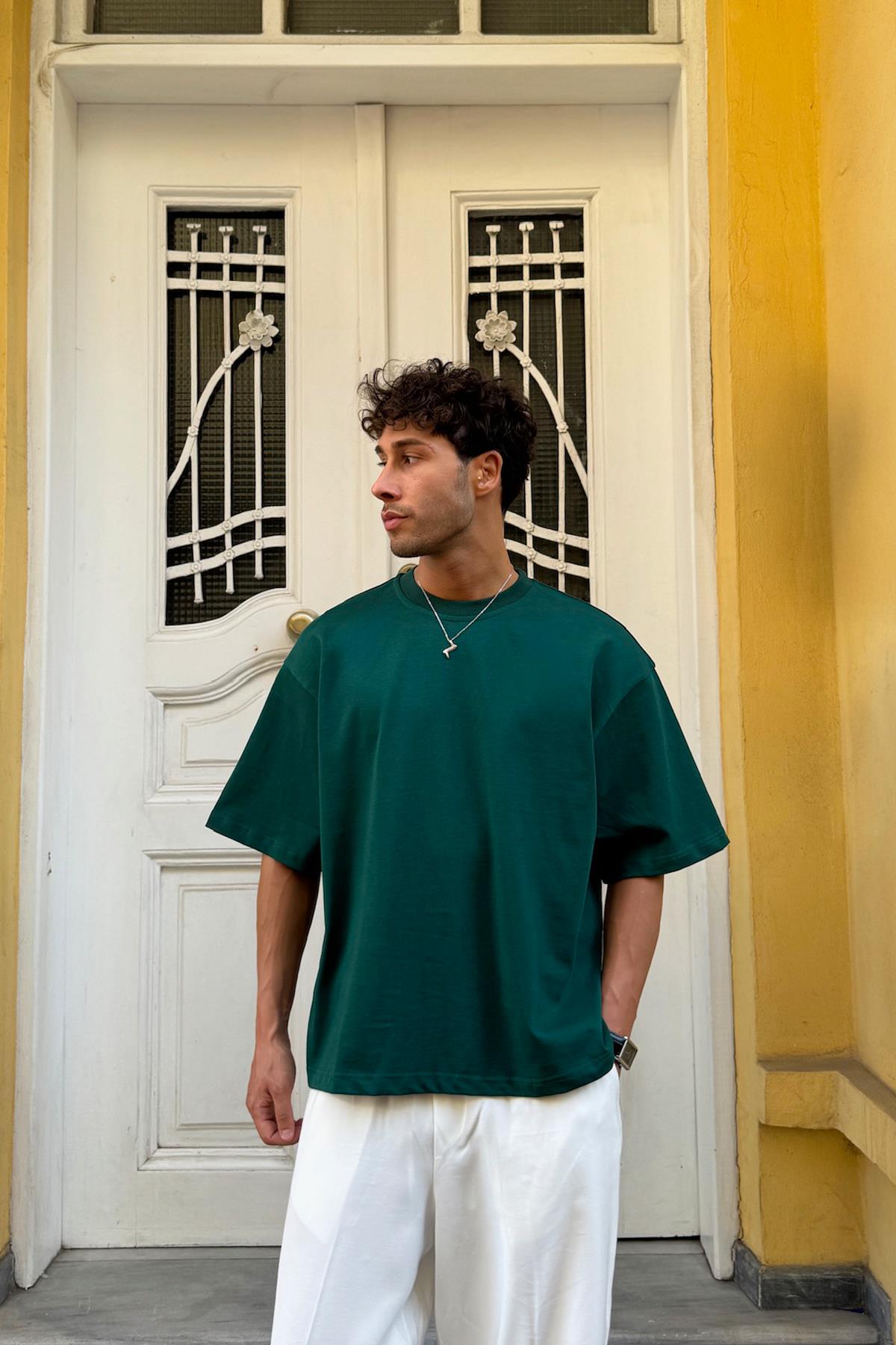 Basic Yeşil Oversize Tişört