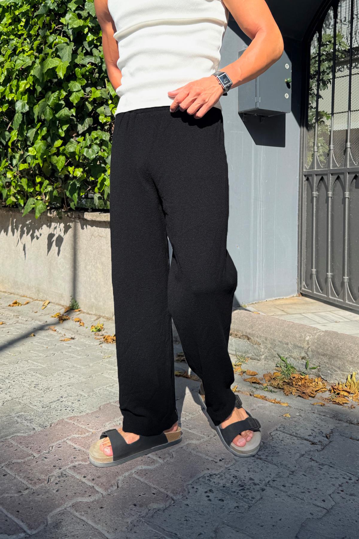 Bel Lastikli Basic Triko Pantolon