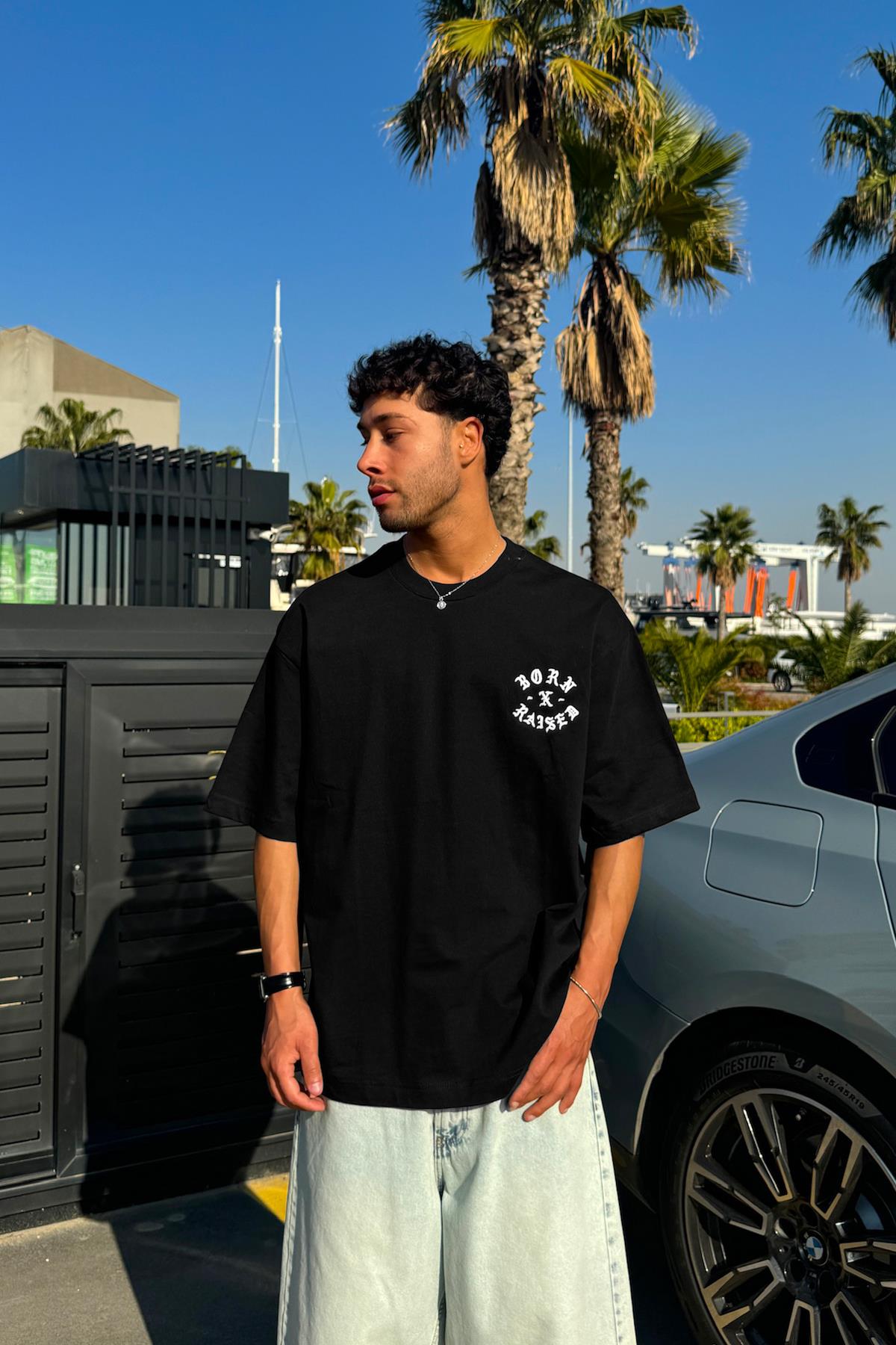 Born X Raised Nakışlı Siyah Tişört