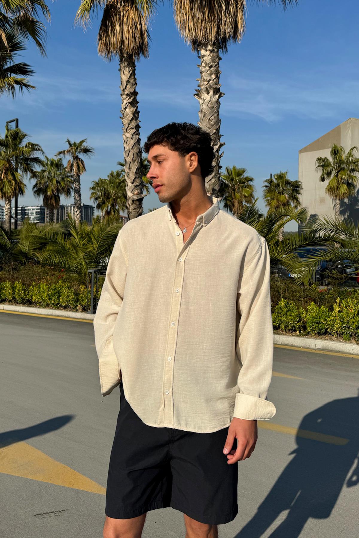 Chill Cozy Relax Fit Bej Gömlek