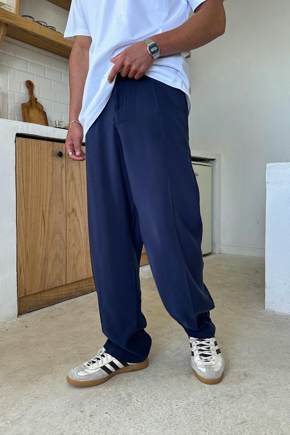 Lacivert Ekstra Rahat Baggy Pantolon