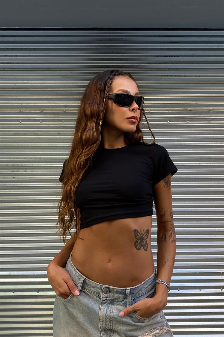 Flaw Atelier Basic Siyah Crop