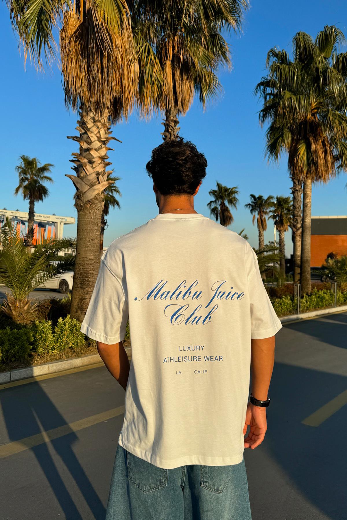 Juice Club Baskılı Ekru Oversize Tişört
