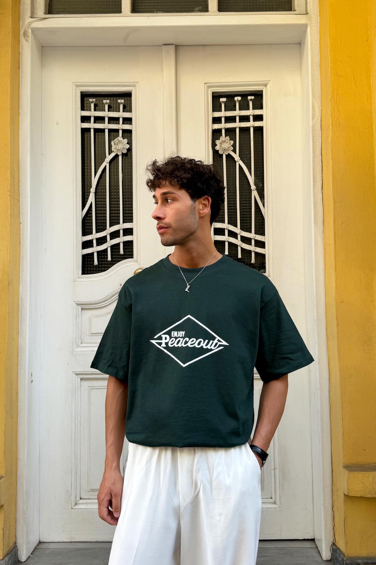 Peaceout Baskılı Oversize Tişört