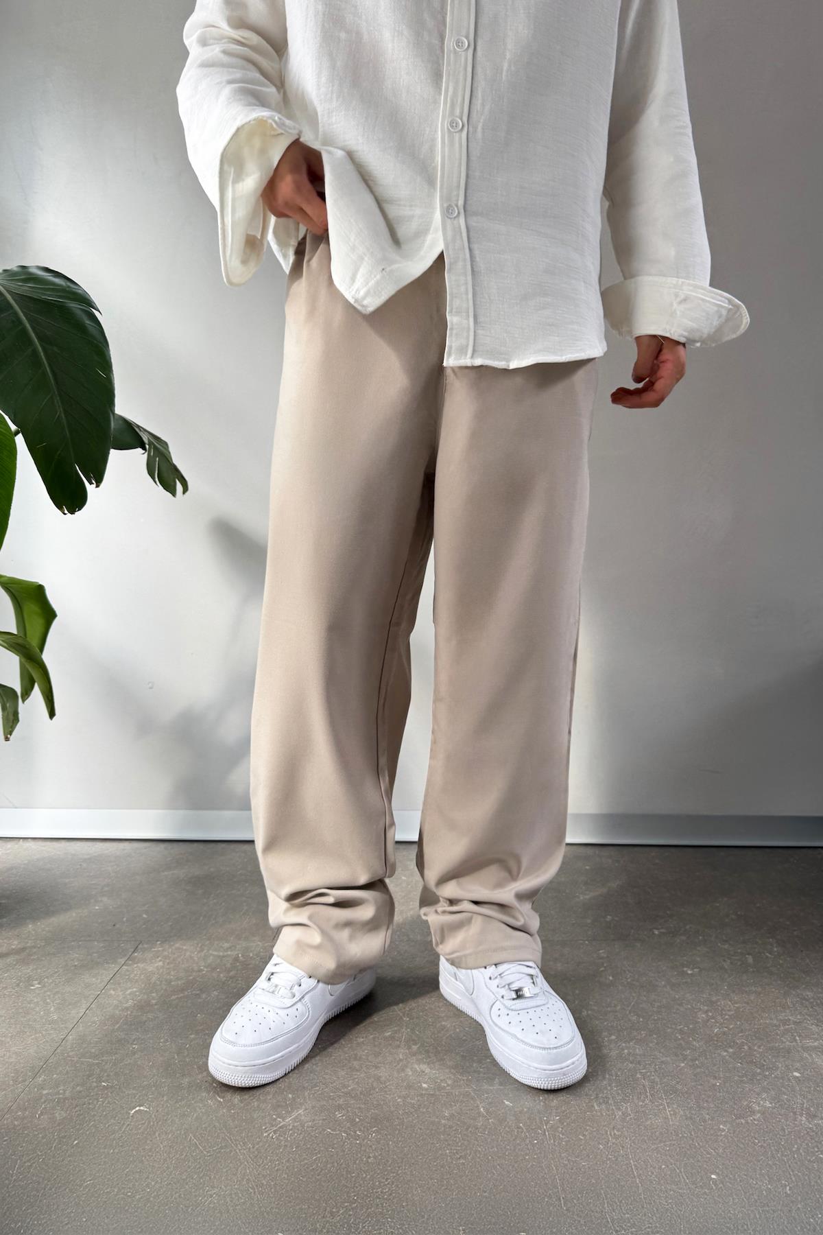 Smart Casual Bej Kumaş Pantolon