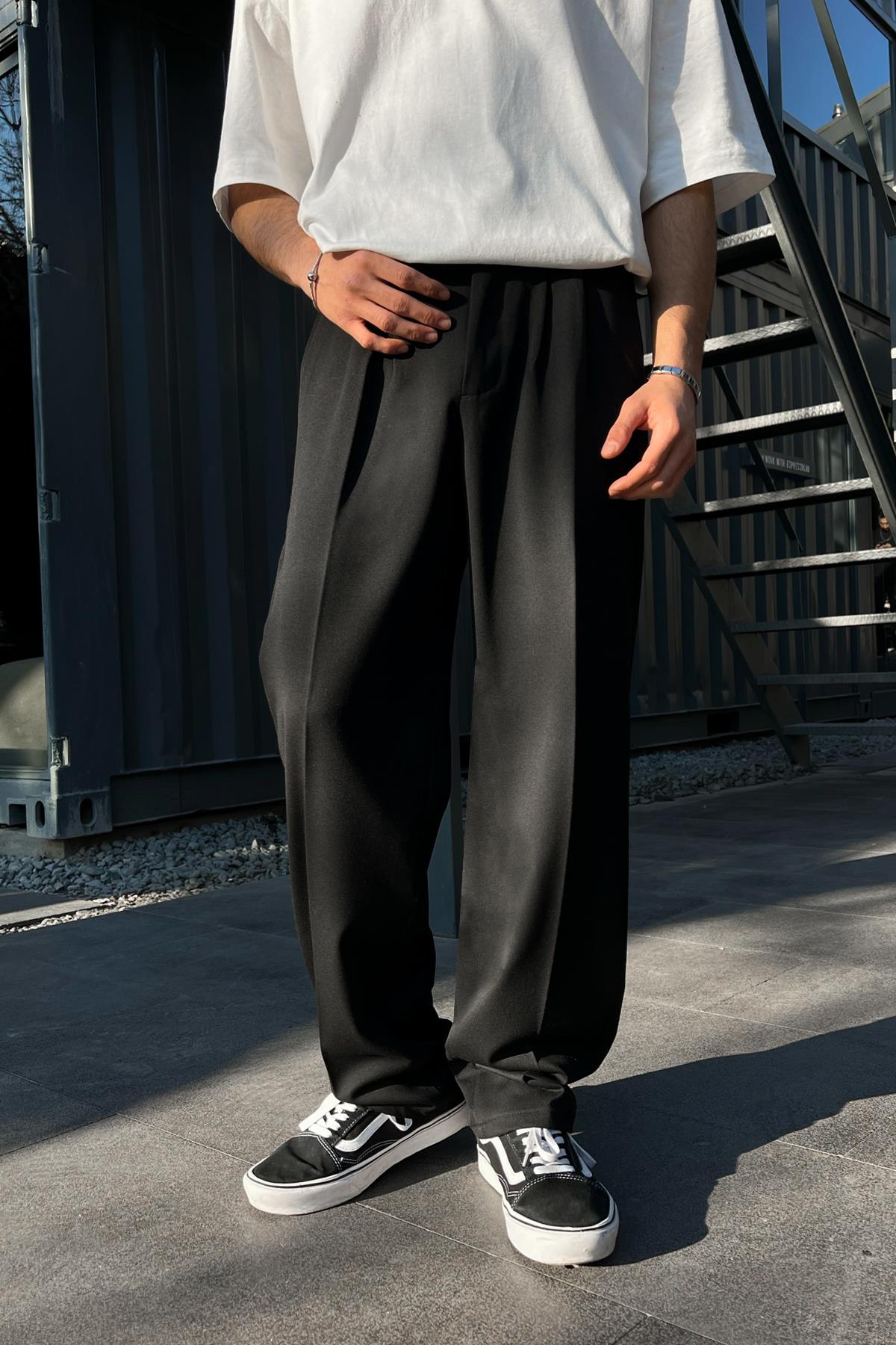 Smart Casual Siyah Kumaş Pantolon