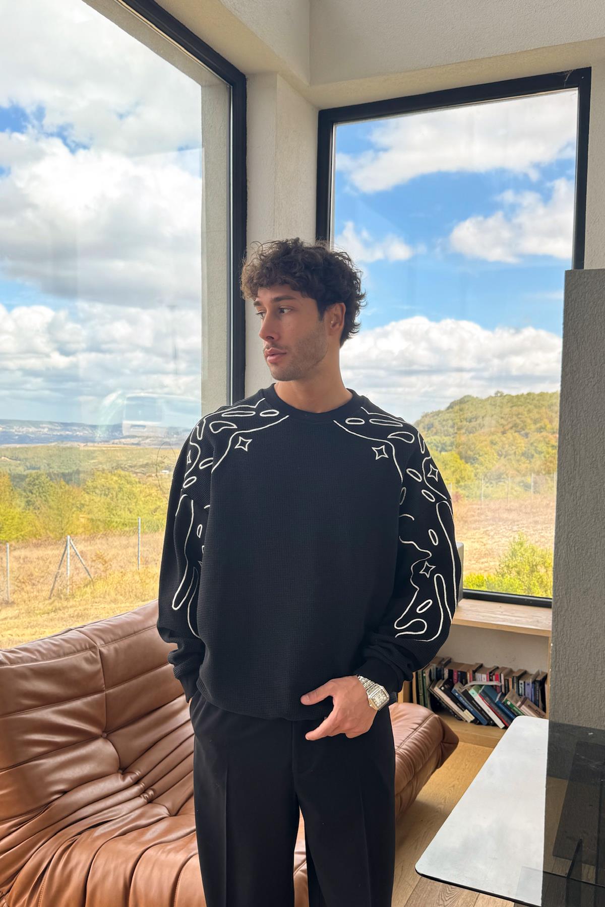 Stars Kol  Baskılı Sweatshirt