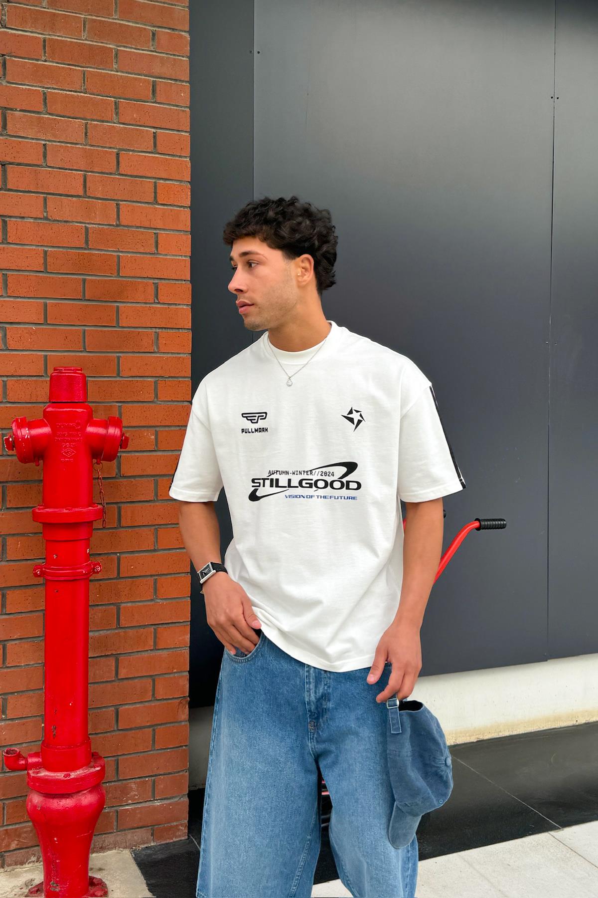 Stillgood Baskılı Ekru Oversize Tişört