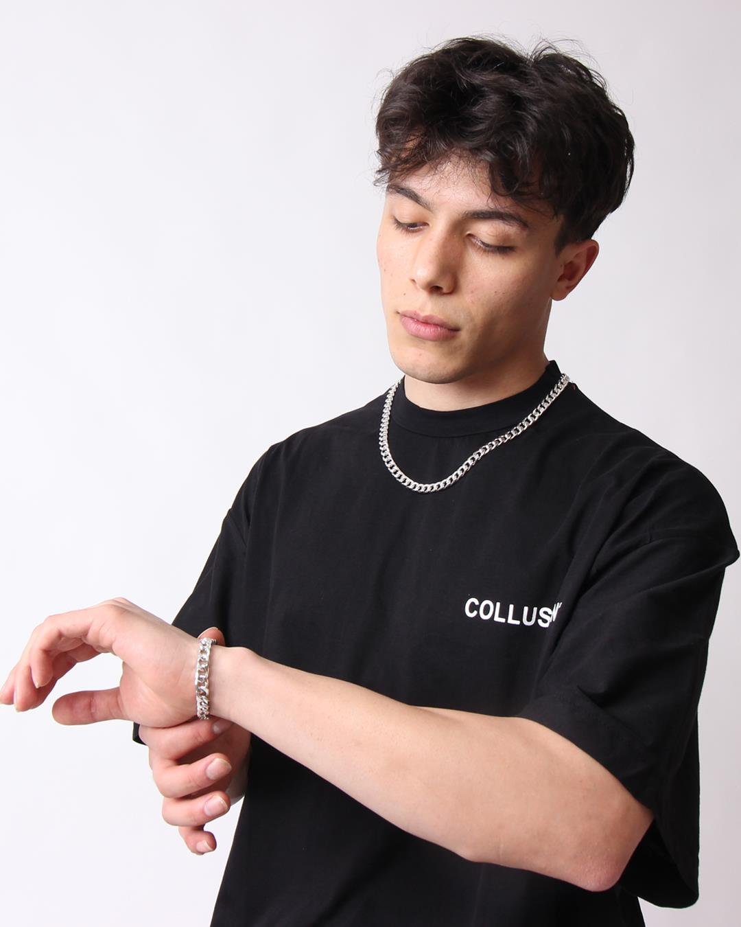 Vintage Gümüş Renk Zincir Kolye Bileklik Set