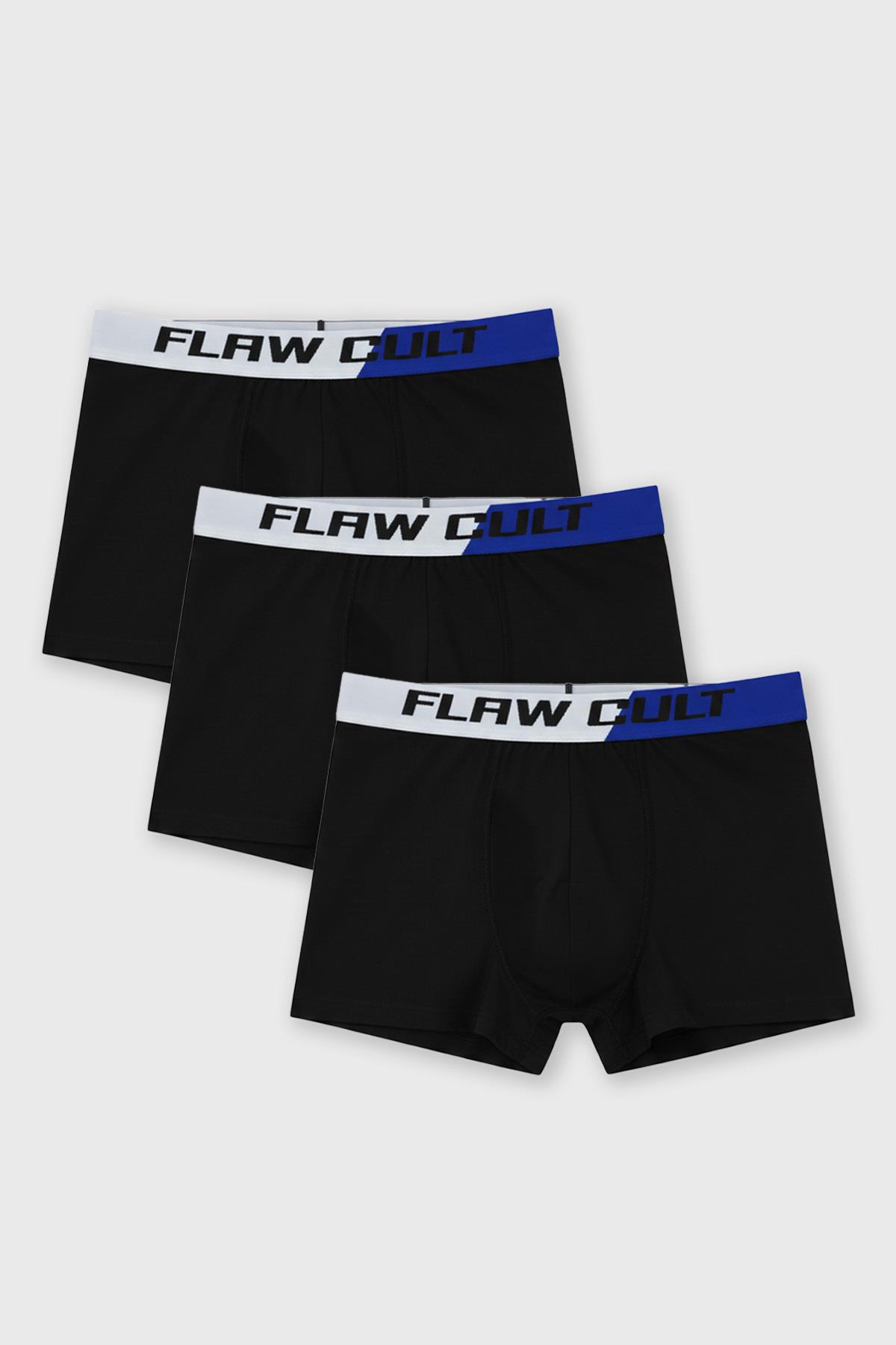 3lü Bel Lastikli Boxer Siyah
