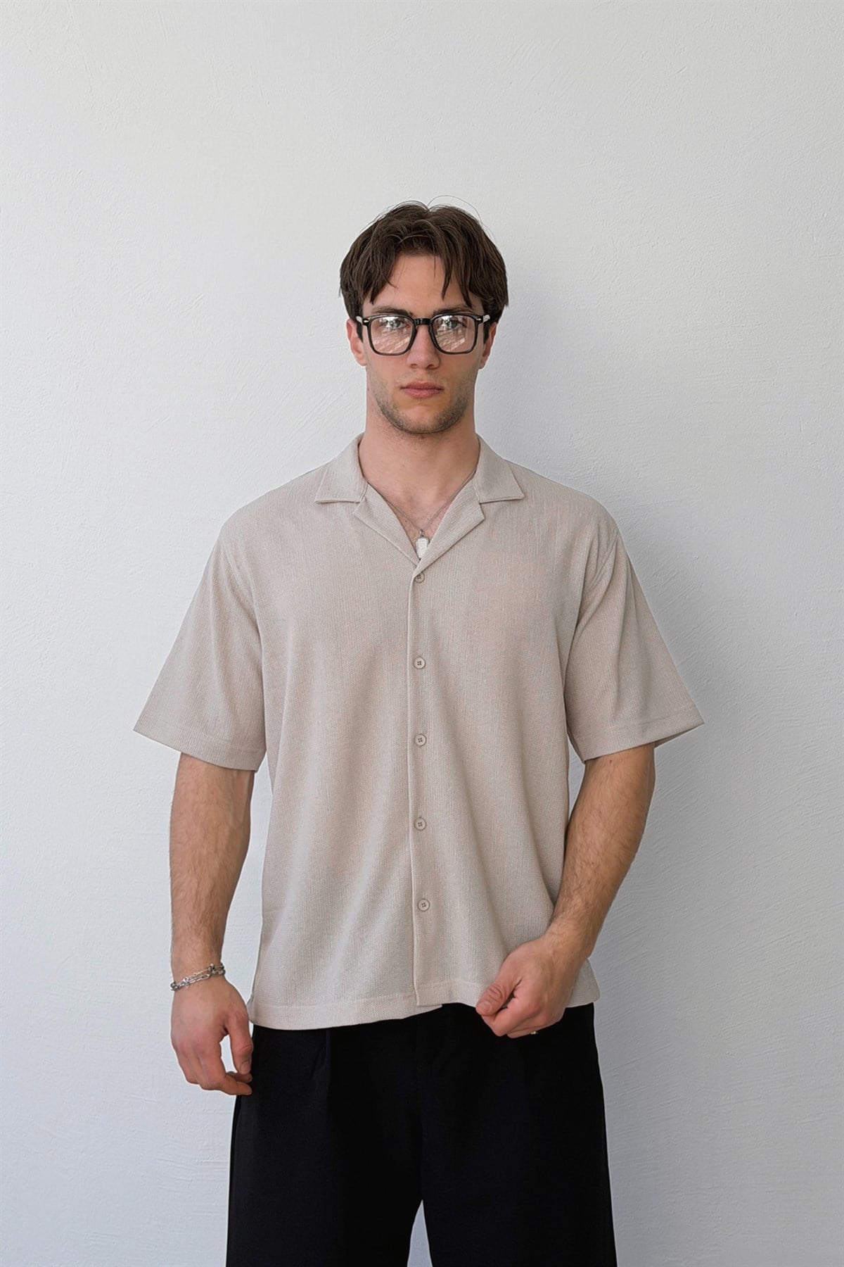 Apaş Yaka Dokuma Gömlek