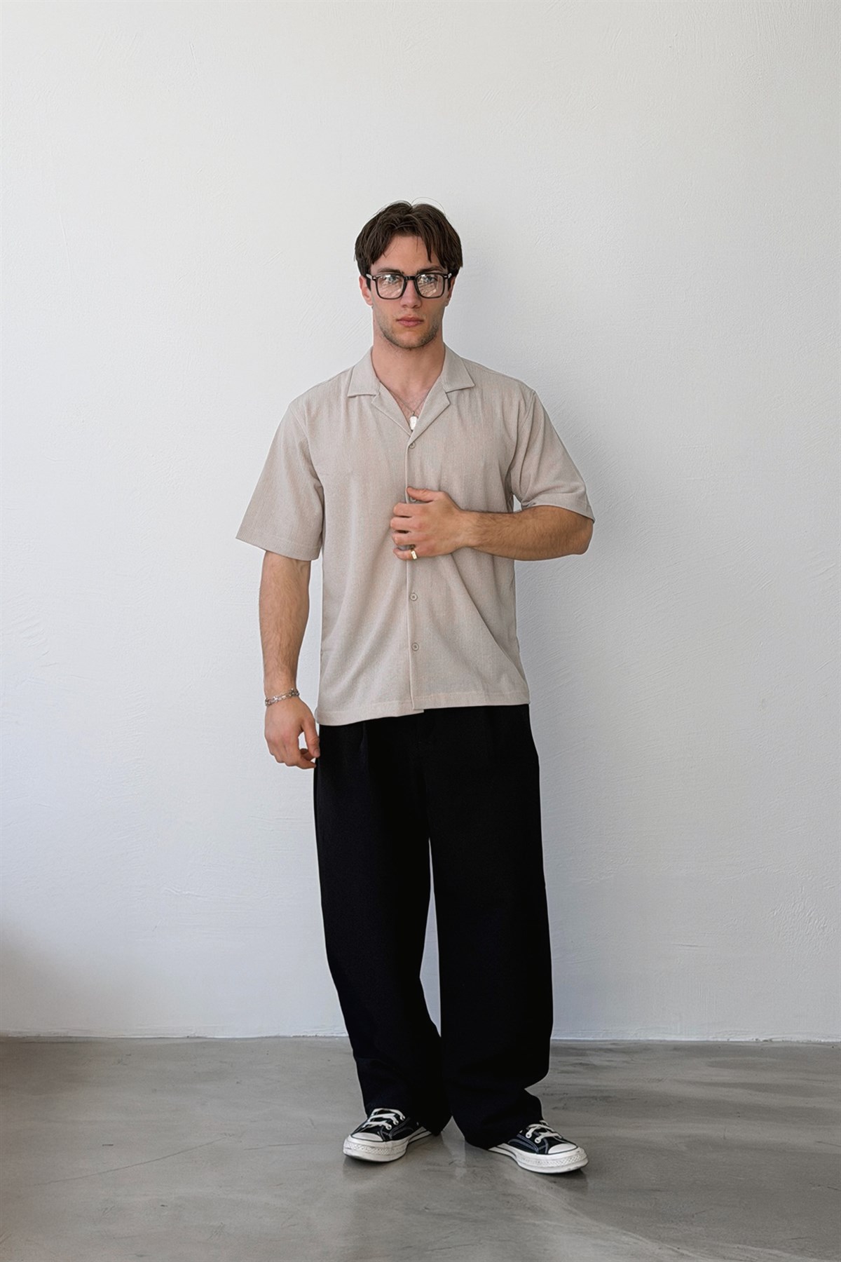 Apaş Yaka Dokuma Gömlek