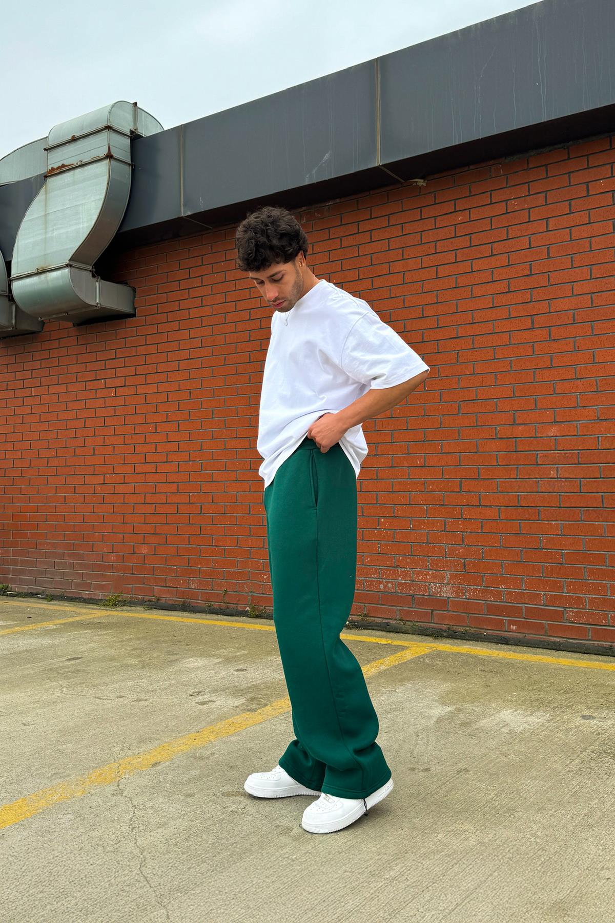 Ayarlanabilir Paça Basic Yeşil Baggy Eşofman Altı