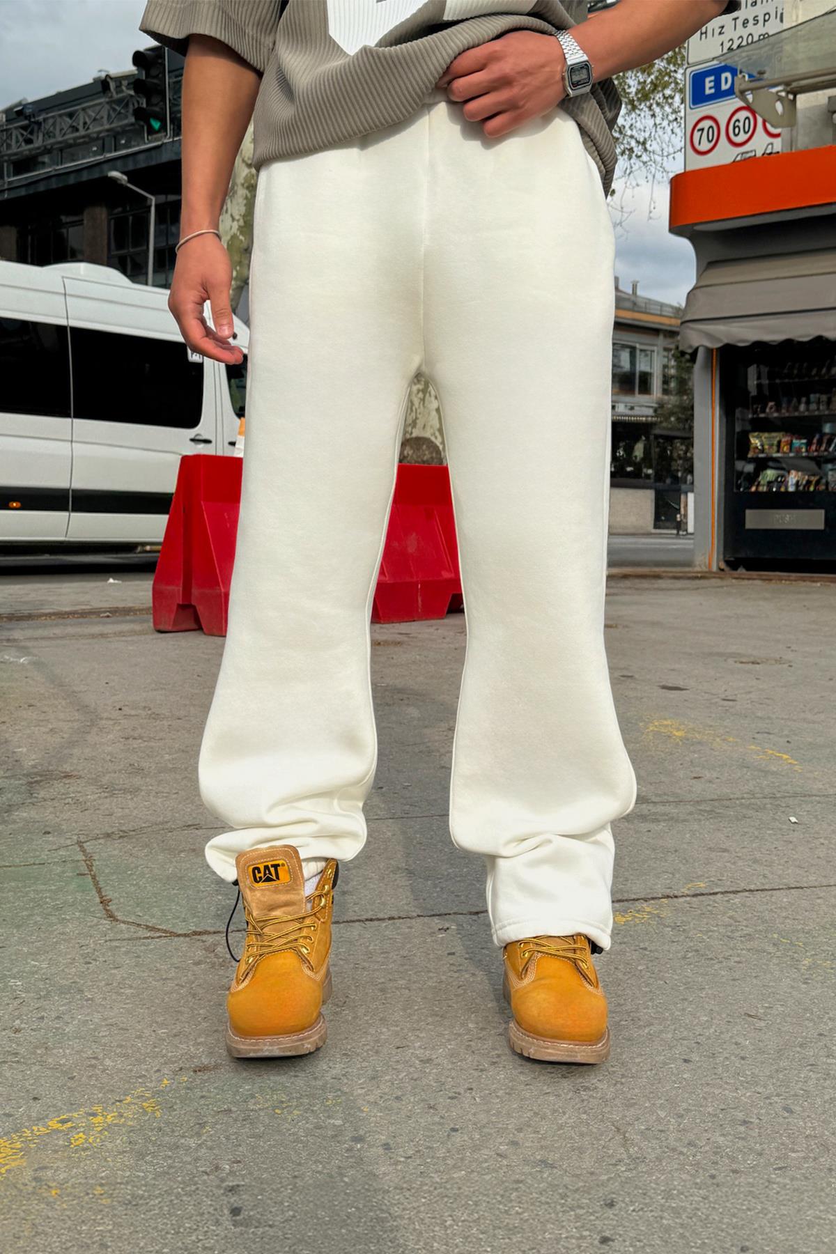 Ayarlanabilir Paça Basic Ekru Baggy Eşofman Altı