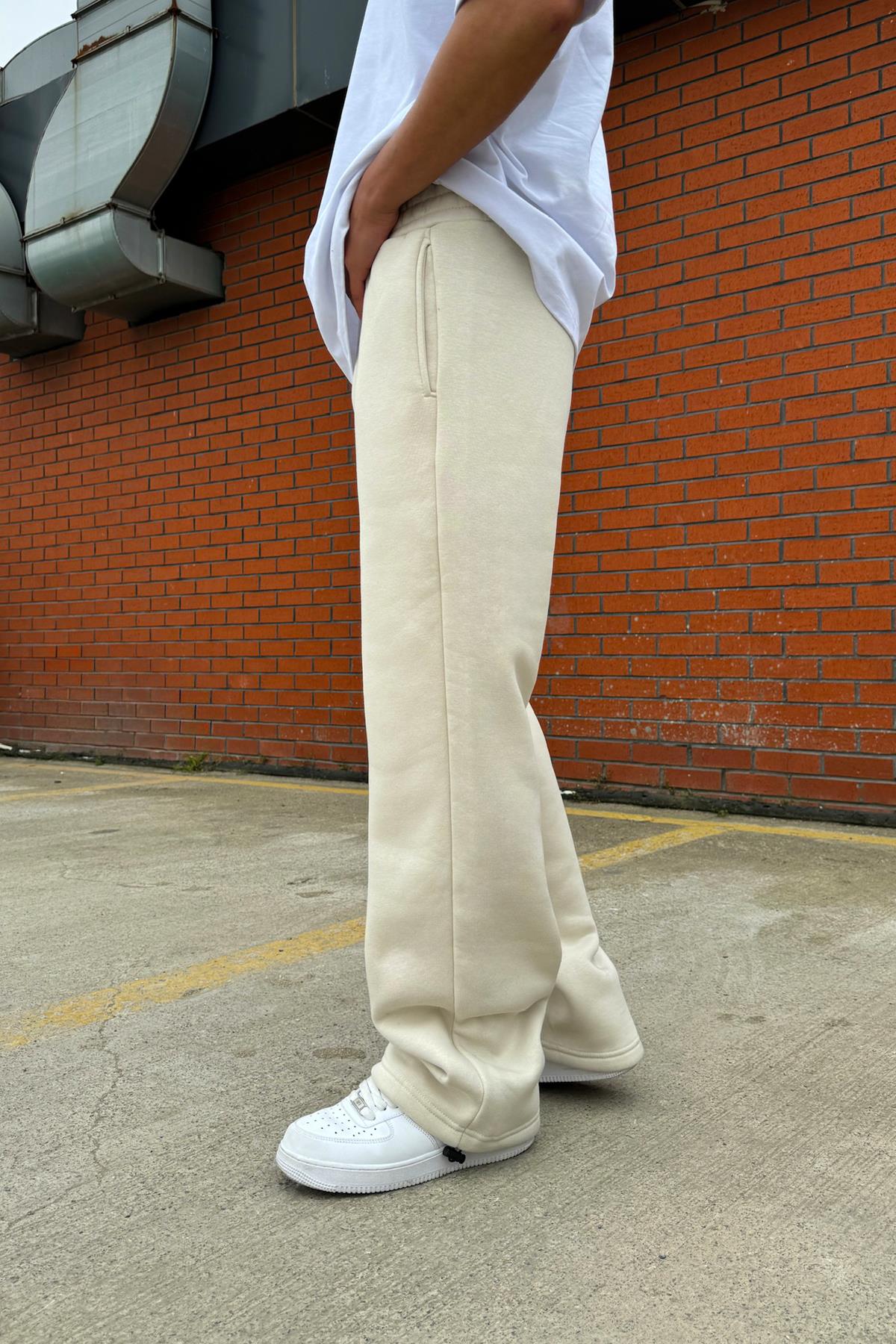 Ayarlanabilir Paça Basic Bej Baggy Eşofman Altı