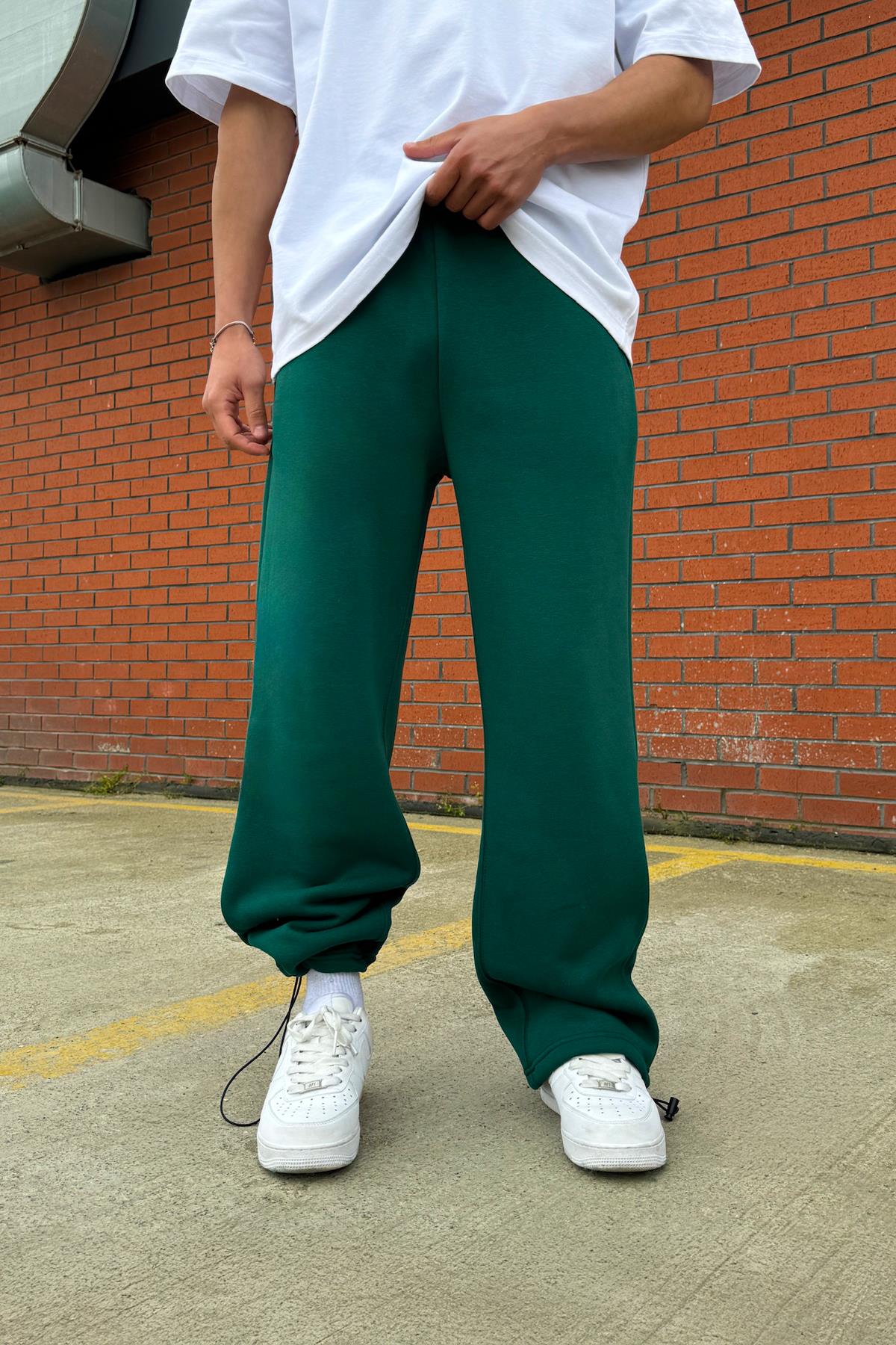 Ayarlanabilir Paça Basic Yeşil Baggy Eşofman Altı